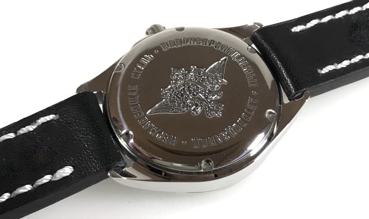 Russian automatic watch VOSTOK KOMANDIRSKIE K-46 with additional 24hr time indication, AVIATOR strap by VOSTOK, stainless steel, brushed, ø41mm - 3