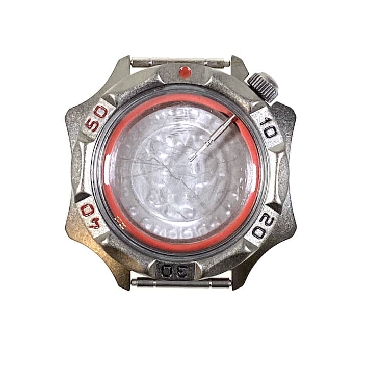 Gehäuse 536 für VOSTOK KOMANDIRSKIE Uhren von VOSTOK, Titancarbonitrid beschichtet, sandgestrahlt, komplett 536ksb 