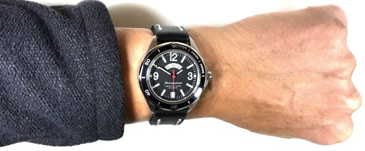 Russian automatic watch VOSTOK KOMANDIRSKIE K-46 with additional 24hr time indication, AVIATOR strap by VOSTOK, stainless steel, brushed, ø41mm - 2
