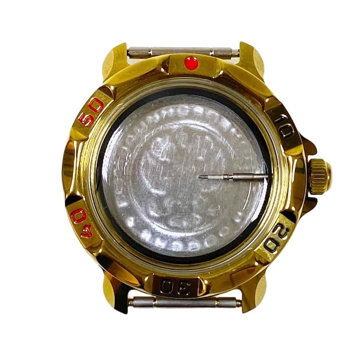 Gehäuse 819 für VOSTOK KOMANDIRSKIE Handaufzugsuhren, Titannitrid beschichtet, poliert, komplett 819ksb - 1