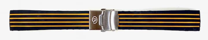 22mm VOSTOK Armband, Silikon, schwarz mit orange Streifen (PUS08-22mm)