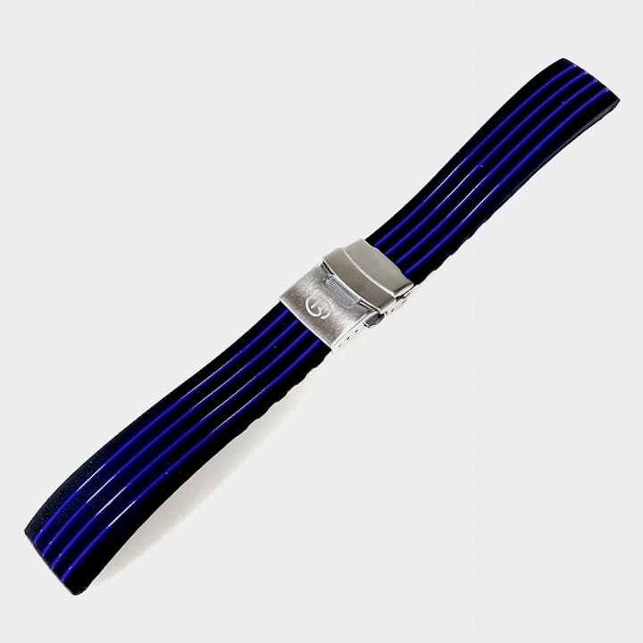 22mm VOSTOK silicone strap, black with blue stripes (PUS07-22mm) - 3