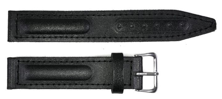 18mm VOSTOK Lederarmband, schwarz (LD18-01)