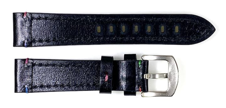 20mm VOSTOK, strap AVIATOR, calfskin, black, multicolour stitched (LD20-09) - 2