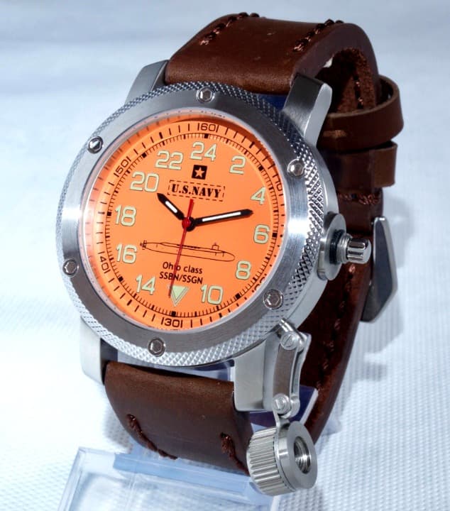 "US NAVY OHIO CLASS" - 24-Std.-Automatikuhr von TRIUMPH mit VOSTOK - Werk, Edelstahl, ø47mm 2431.01 TRI-US.Navi.2 - 2