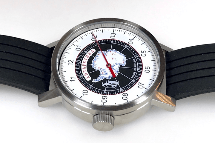 ANTARCTICA single-hand automatic watch by UMNYASHOV, stainless steel, glass bottom, brushed, ø50mm - 4