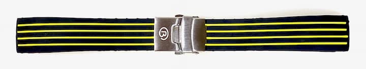 22mm VOSTOK Armband, Silikon, schwarz mit gelben Streifen (PUS10-22mm)