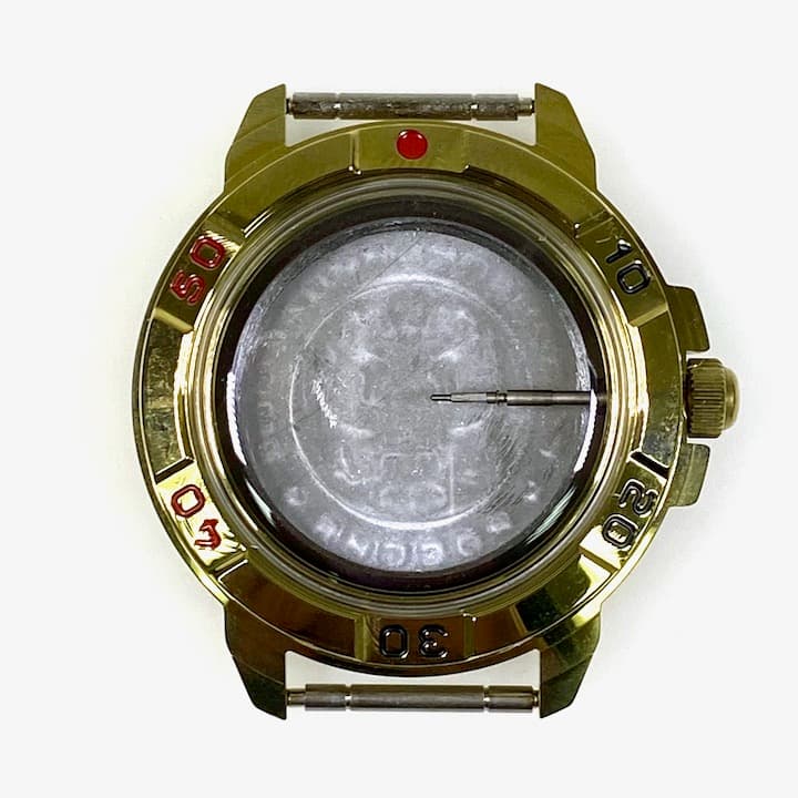 Gehäuse 439 für VOSTOK KOMANDIRSKIE Uhren von VOSTOK, Titannitrid beschichtet, poliert, komplett  439ksb 