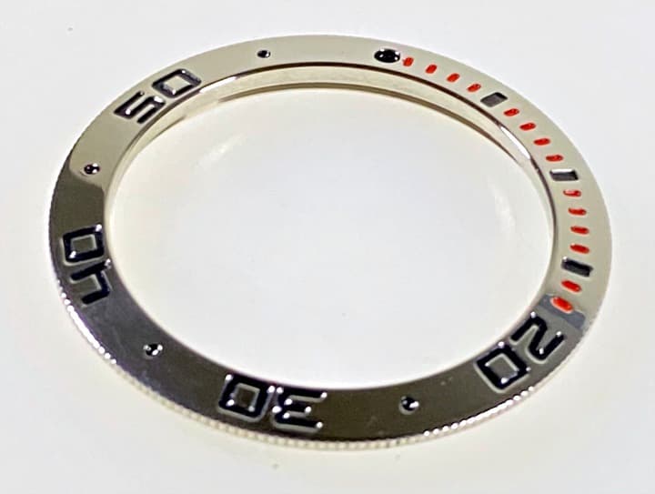 Lünette für VOSTOK AMPHIBIA Uhren, Edelstahl, poliert, rote Sekunden (71K-12) - 2