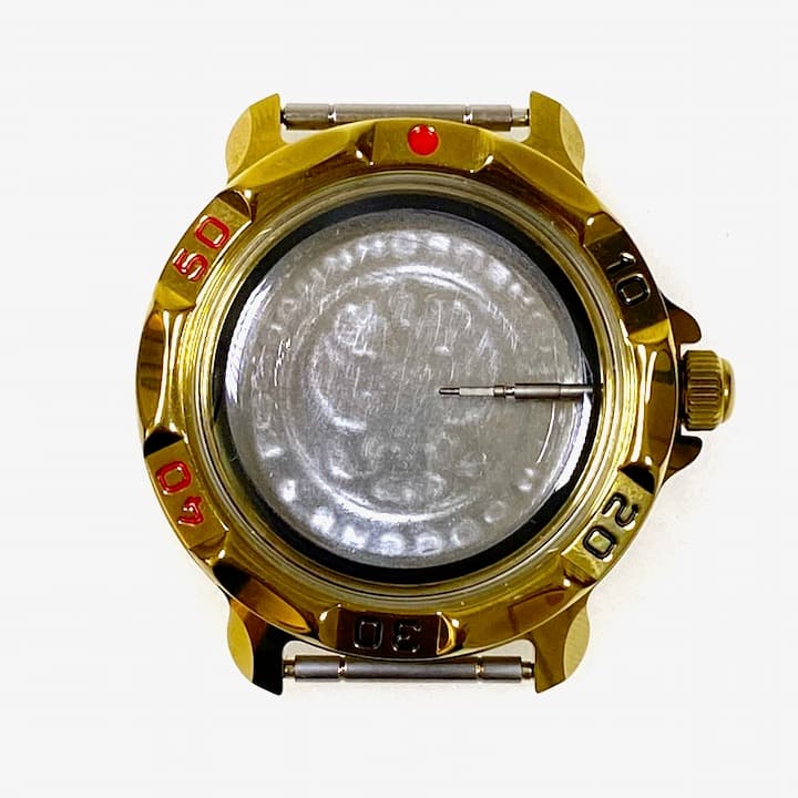 Gehäuse 819 für VOSTOK KOMANDIRSKIE Uhren von VOSTOK, Titannitrid beschichtet, poliert, komplett 819ksb 