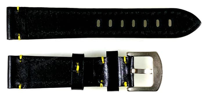 20mm VOSTOK, strap AVIATOR, calfskin, black, yellow stitched (LD20-03) - 2