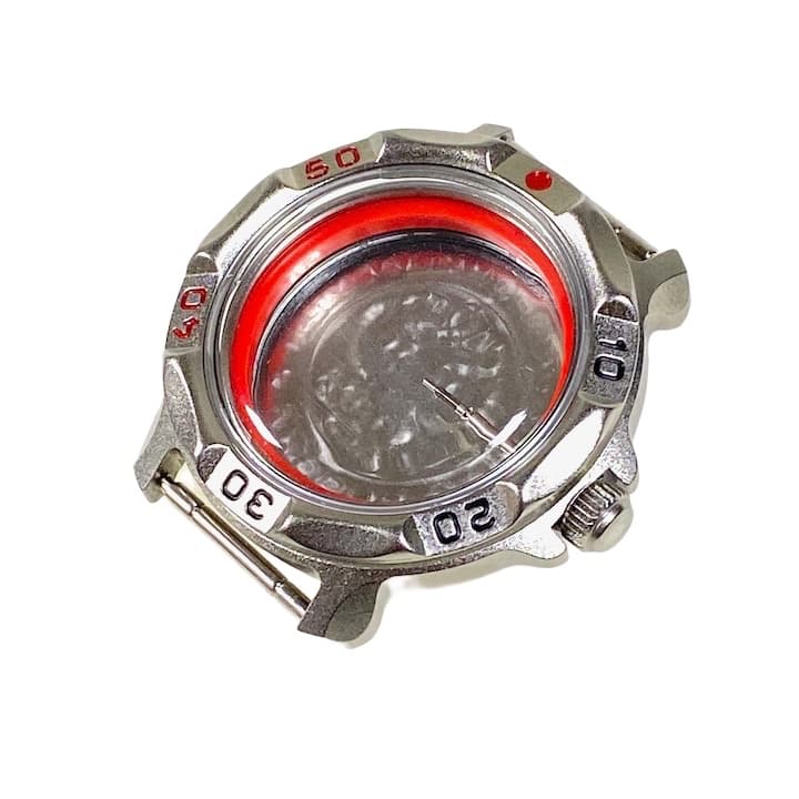 Gehäuse 816 für VOSTOK KOMANDIRSKIE Handaufzugsuhren, Titancarbonitrid beschichtet, satiniert, komplett 816ksb / 1 - 2