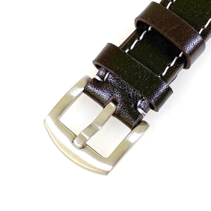 20mm VOSTOK, strap AVIATOR, calfskin, dark brown, white stitched (LD20-11) - 3