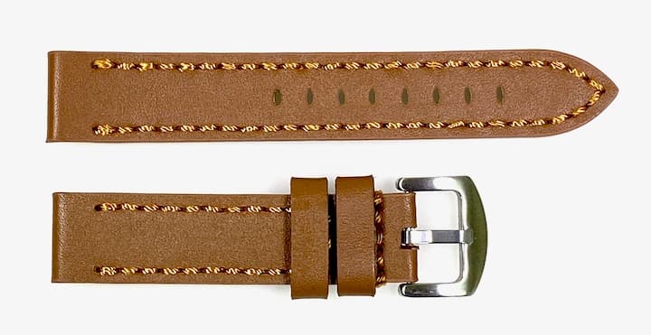20mm Vostok, Armband AVIATOR, Kalbsleder, braun, braun gesteppt (LD20-12)