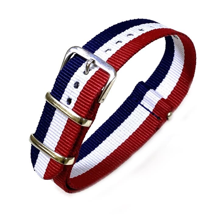 22mm NATO Armband Nylon Tricolor blau weiß rot (NATO22-14)