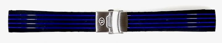 22mm VOSTOK Armband, Silikon, schwarz mit blauen Streifen (PUS07-22mm)