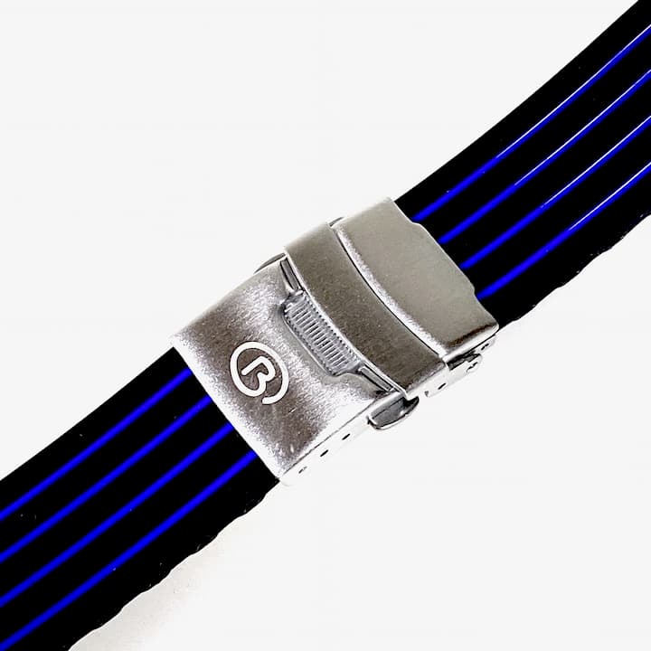 22mm VOSTOK silicone strap, black with blue stripes (PUS07-22mm) - 2
