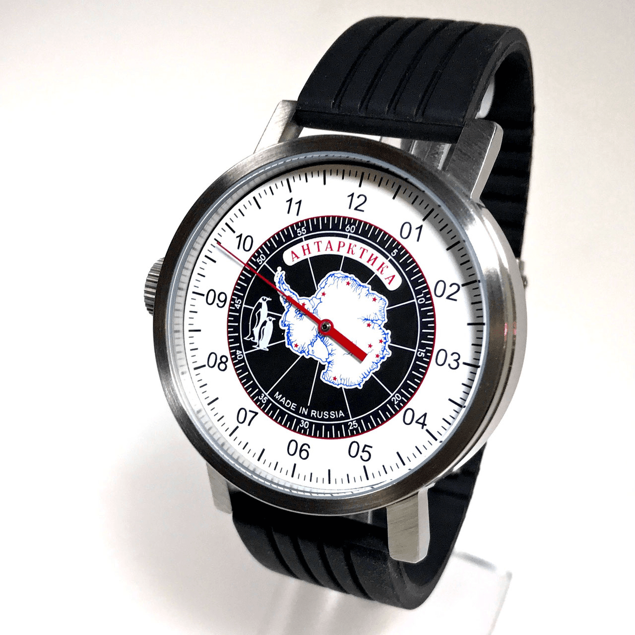 ANTARCTICA Einzeiger - Automatikuhr von UMNYASHOV, Edelstahl, Glasboden, gebürstet, ø50mm