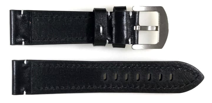 22mm VOSTOK, strap AVIATOR, calfskin, black, white stitched (LD22-02) - 3