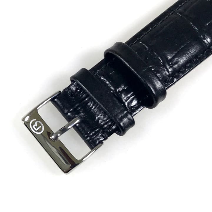 20mm, original black leather strap by VOSTOK, black (LD20-01) - 2